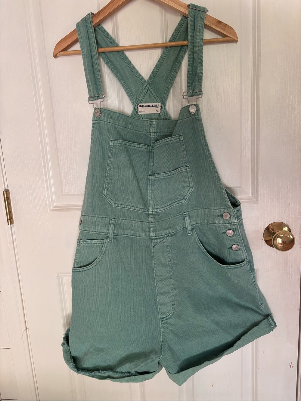 We The Free Green Denim Short Overalls xl